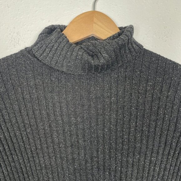 NWT Chico's Graphite Gray Sparkle Lurex Ribbed Turtleneck Size: Medium - Picture 4 of 9